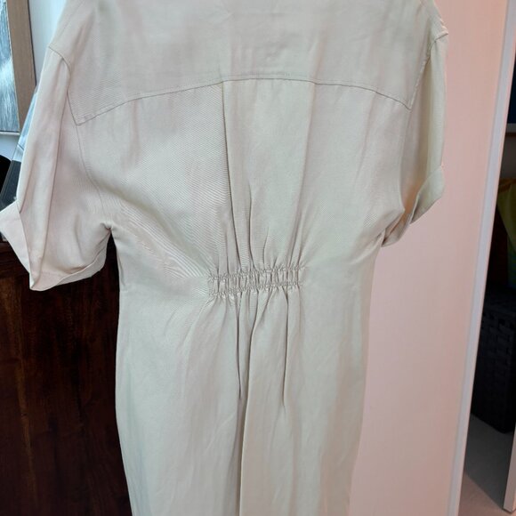 SANDRO, Elba Draped Twill Mini Dress In Beige, SZ 40 - Picture 8 of 10